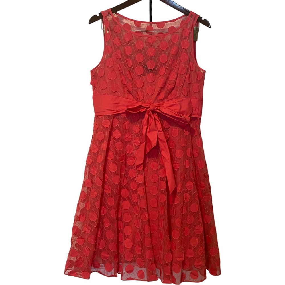 ADRIANA PAPEL Vintage Pink Polka Dot ALine Summer Dress. Size 12.